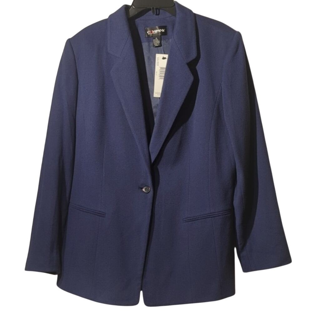 Company Ellen Tracy NWT Vintage Classic One Button Blazer in 'Midnight' Size 14